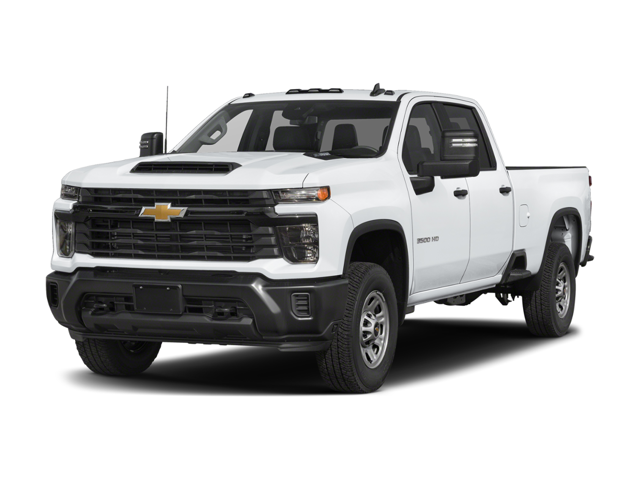 Front three-quarter view of a white Chevrolet Silverado 3500 HD Chassis Cab dually pickup truck
