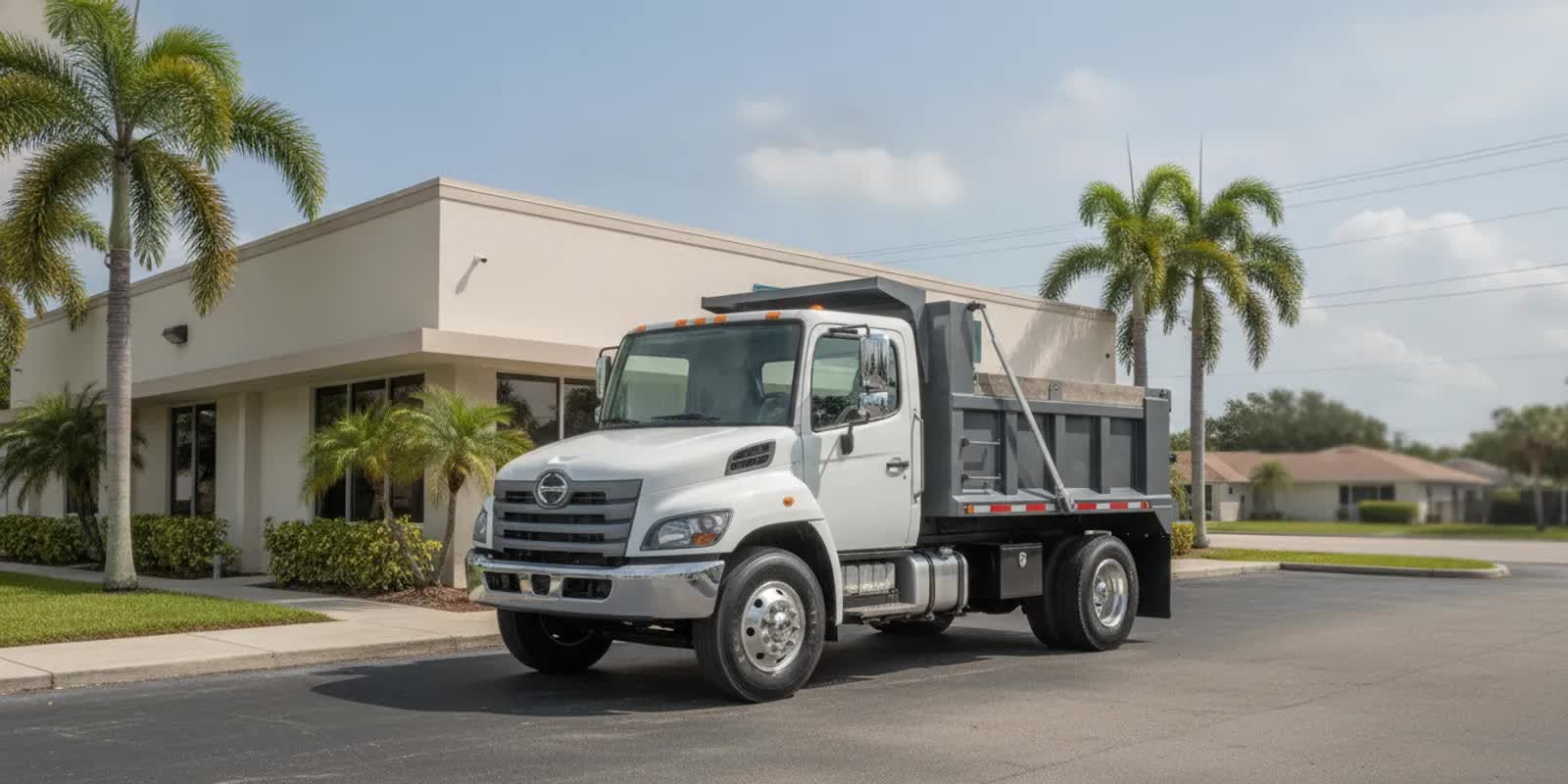 Commercial work truck parked outside a Florida business facility